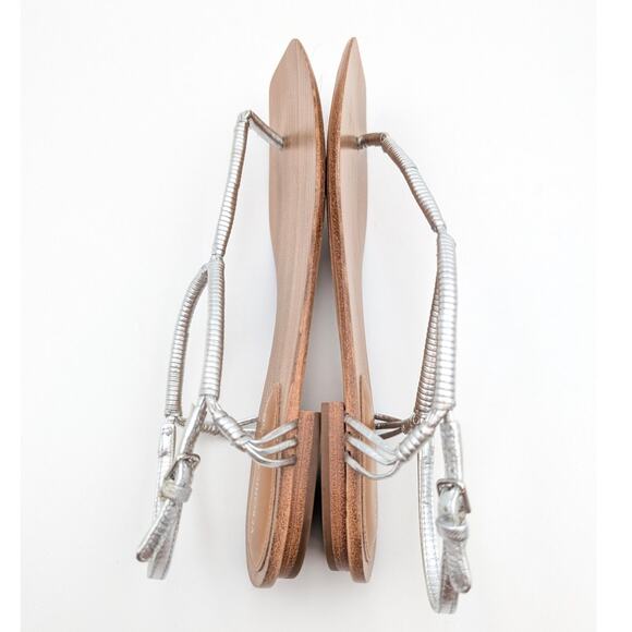 Veronica Beard Amelia Metallic Thong Slingback Sandals Silver Size US7.5M EU38 - Picture 6 of 9